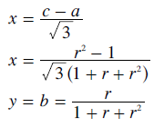 x and y as a function of r